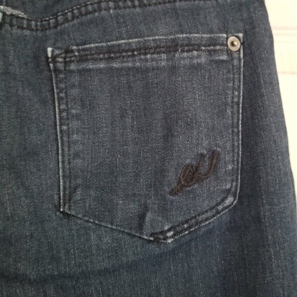 Vintage/Y2K Express Women's Jeans 2 Blue Skinny Dark Wash Emo Scene Embroidered - Picture 3 of 7